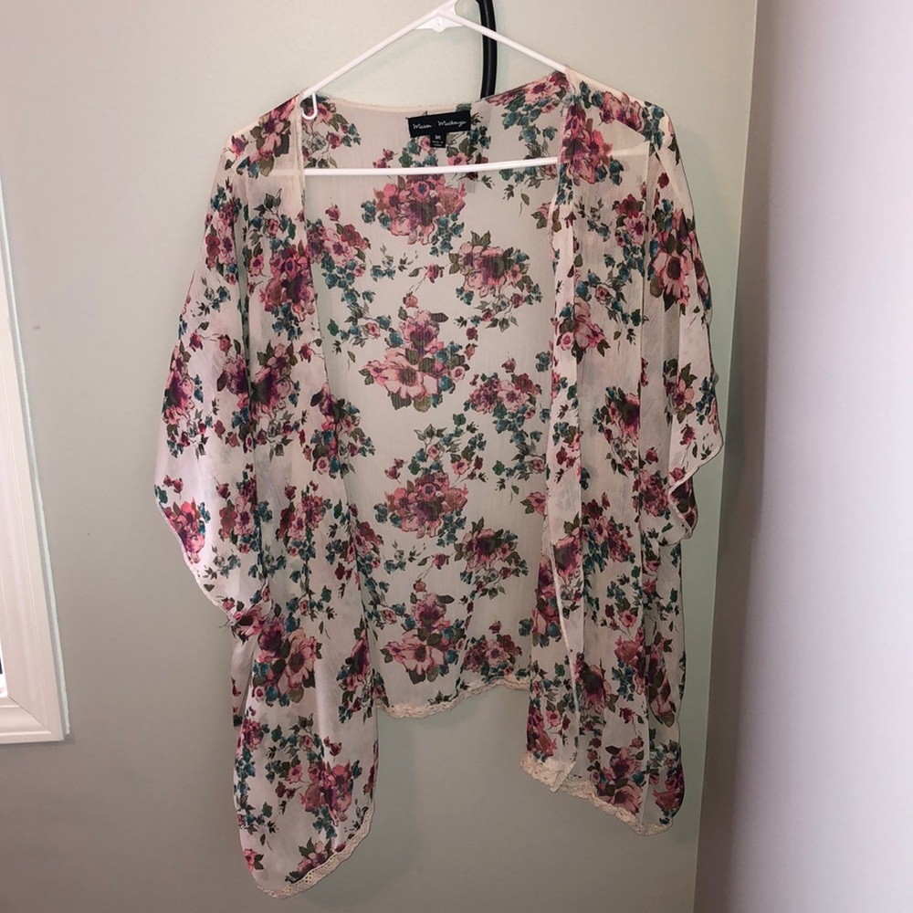 Sheer boho floral cardigan
